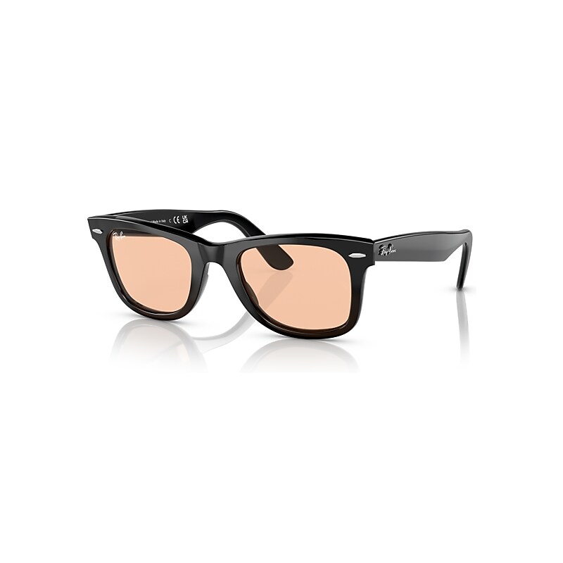 Ray-Ban Original Wayfarer Classic Sunglasses Black Frame Pink Lenses 52-22