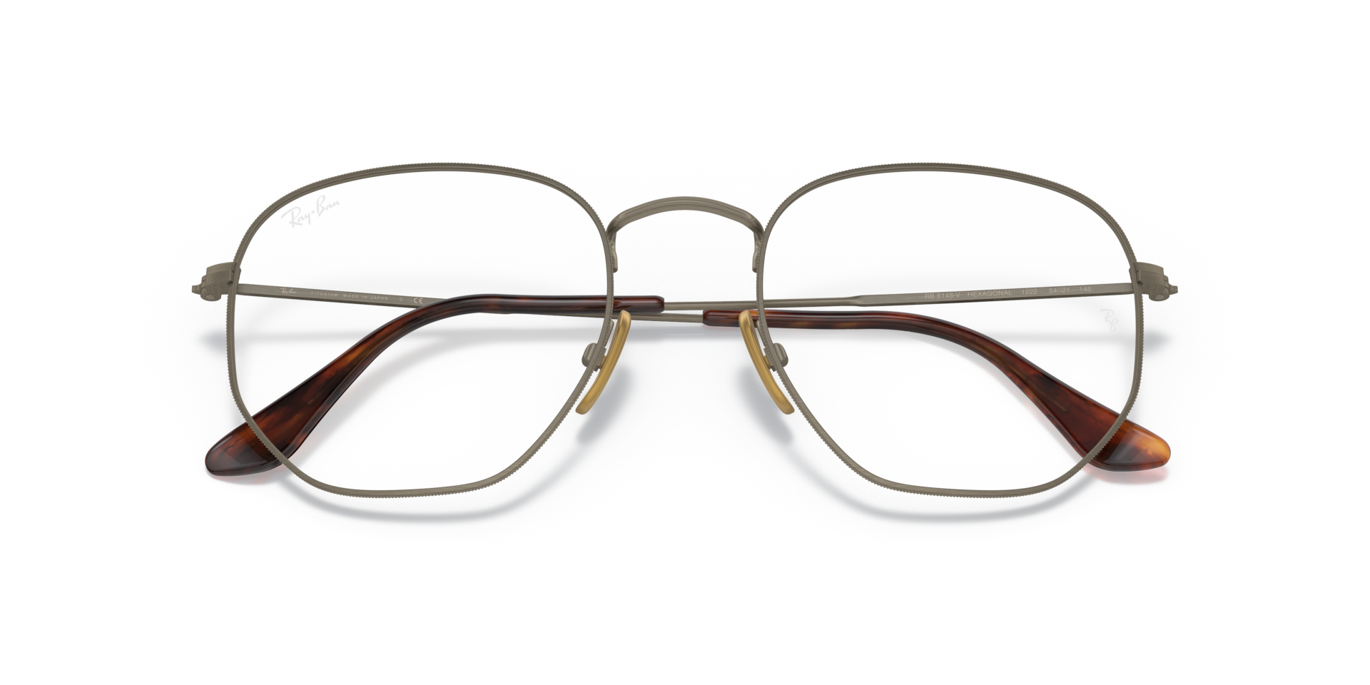 Ray-Ban Hexagonal Titanium Optics Eyeglasses Gold Frame Clear Lenses Polarized 51-21 316$