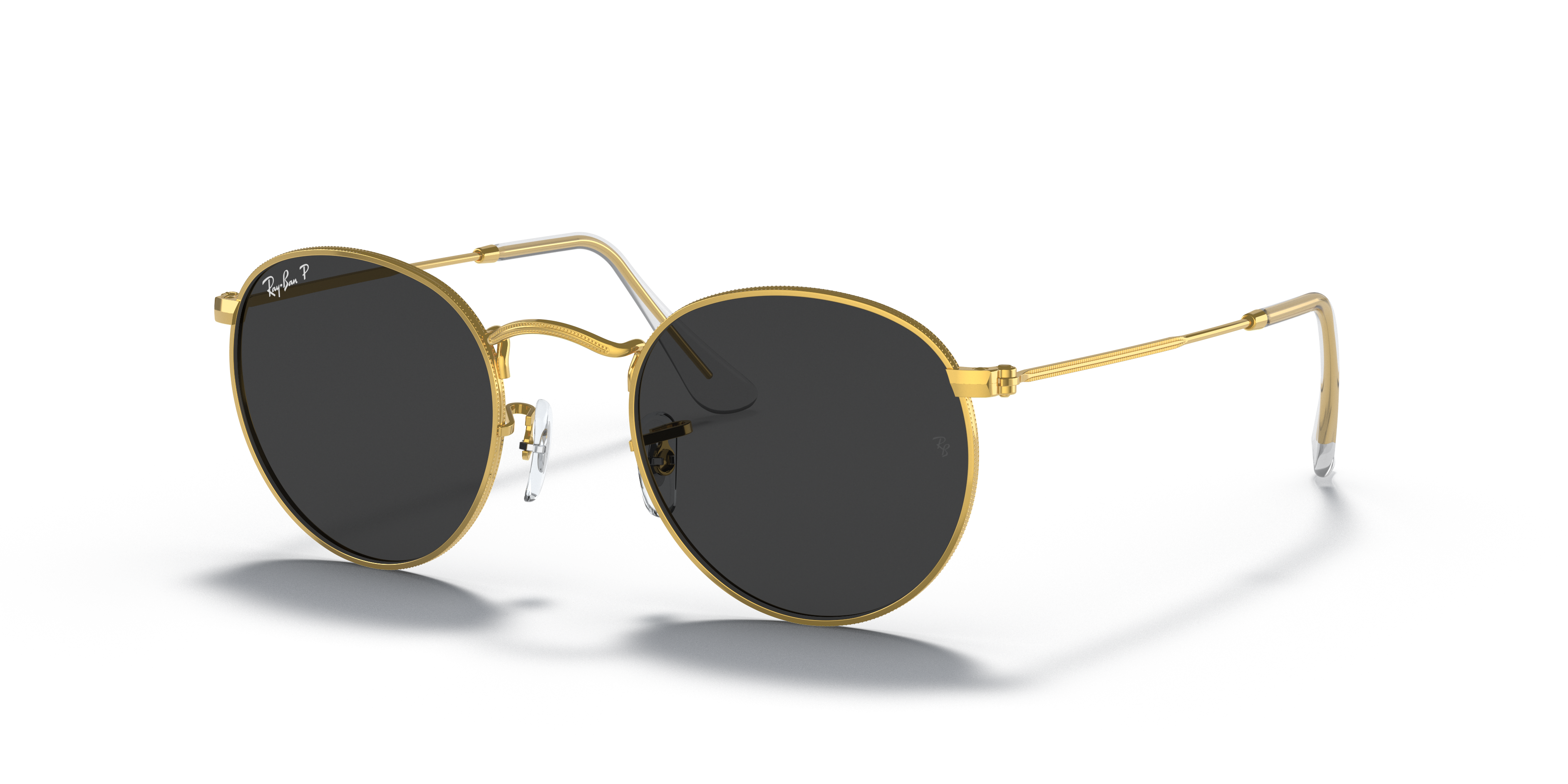 ROUND METAL Sunglasses in Gold and Black Polarized - RB3447 | Ray