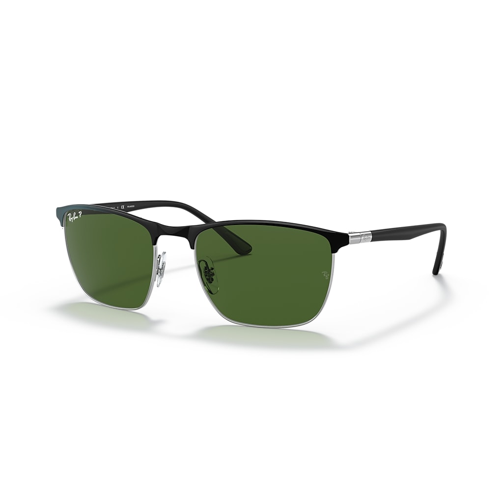 RB3686 POLARIZED+ LENSES Sunglasses in Black On Silver and Dark