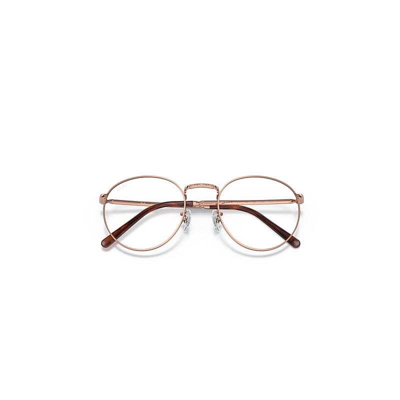 Ray-Ban New Round Optics Eyeglasses Gold Frame Clear Lenses Polarized 47-21