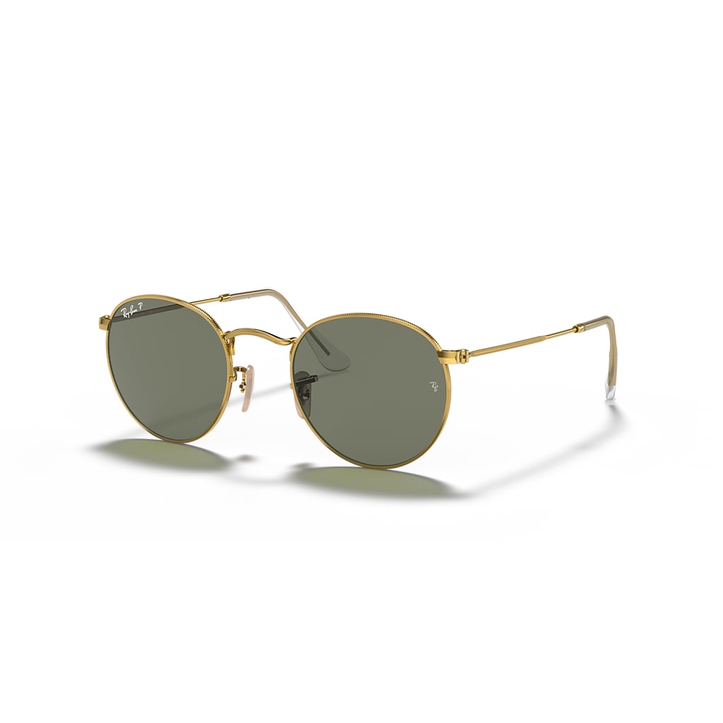 ROUND METAL Polarizada Óculos de Sol em Dourado-arista e G-15