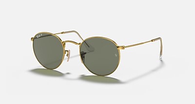 美品　Ray-Ban　RB3447　ROUND L ROUND METAL Polarized Sunglasses in Gold and Black Polarized (50