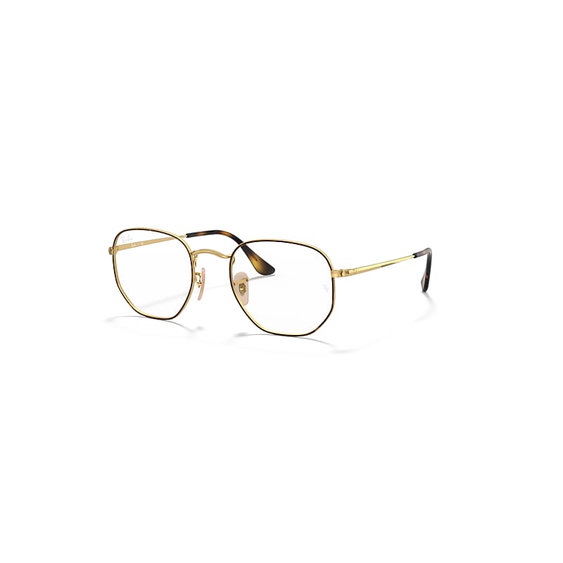 Ray-Ban Eyeglasses  Hexagonal Optics - Gold Frame Clear Lenses 48-21, RB6448