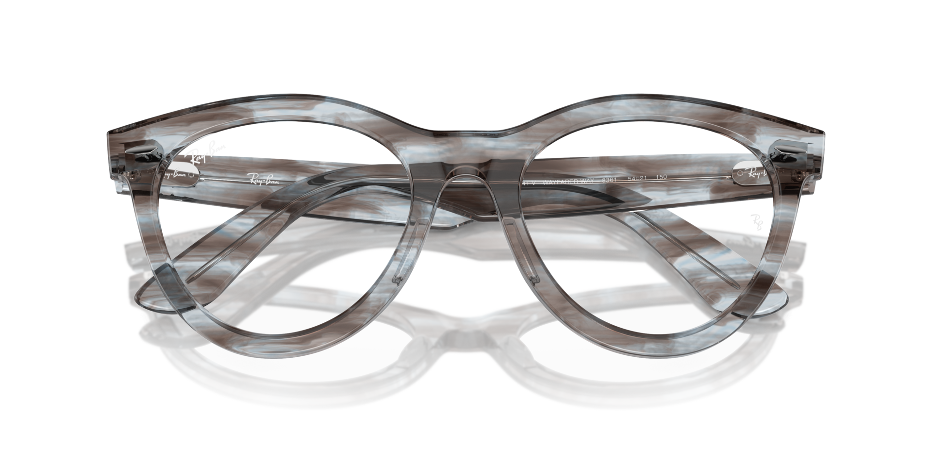 Ray-Ban Wayfarer Way Optics Eyeglasses Striped Transparent Blue Frame Clear Lenses Polarized 51-21 147$