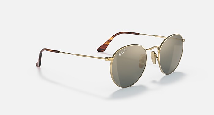 ROUND TITANIUM Sunglasses in Gold and Blue Mirror Gold Polarized