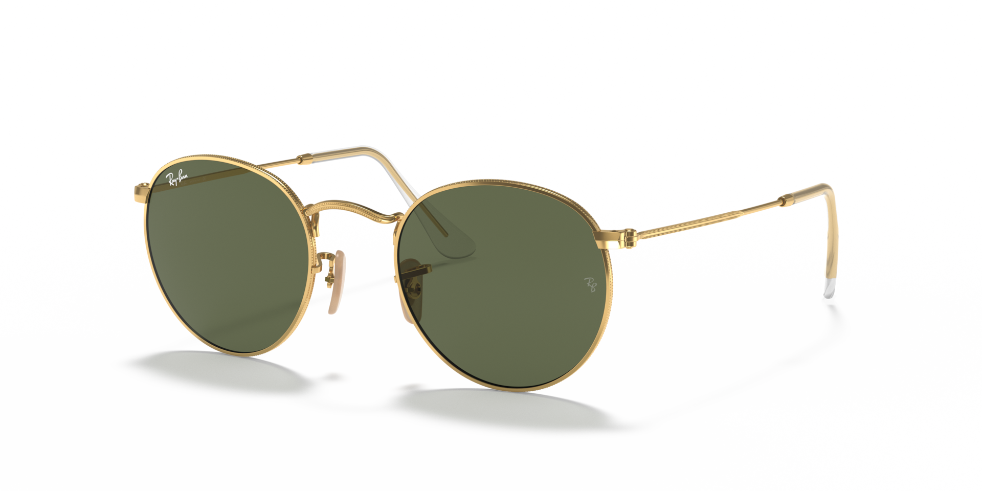 ROUND FLAT LENSES Sunglasses in Arista Gold and G-15 Green