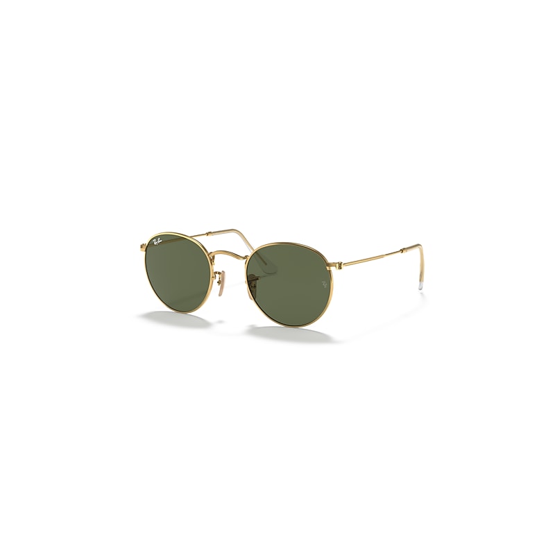 Ray-Ban Man Sunglass Round Flat Lenses - Frame color: Arista Gold, Lens color: G-15 Green - Image 6