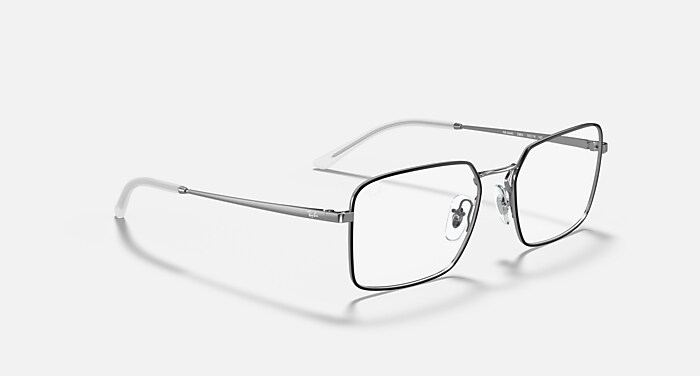 Ray様 RB6440 OPTICS Eyeglasses with Black On Silver and Clear (55-18