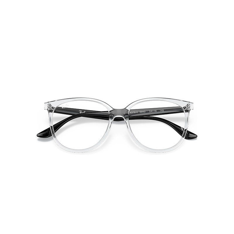 Ray-Ban Rb4378v Optics Optical Black Frame Clear Lenses Polarized 52-16