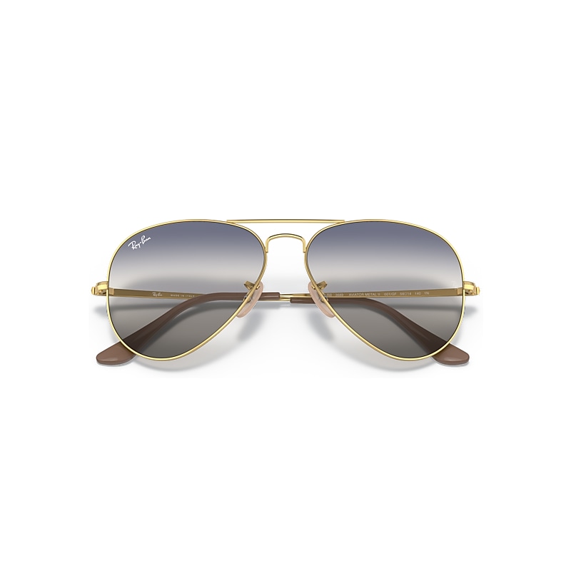 Ray-Ban Rb3689 Bi-gradient Sunglasses Arista Gold Frame Blue Lenses 58-14