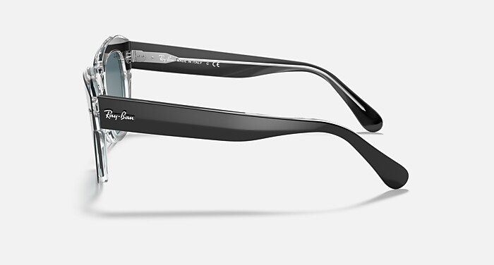 STATE STREET Sunglasses in Black On Transparent and Blue Gradient