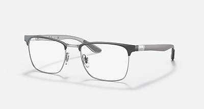 RB8421 OPTICS Polarized Eyeglasses with Grey On Silver and Clear