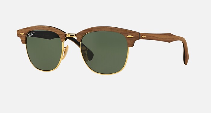 CLUBMASTER WOOD Polarized Sunglasses in Brown and G-15 Green