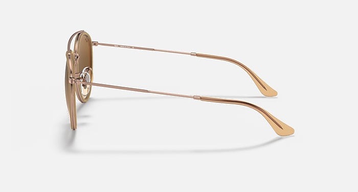 ROUND DOUBLE BRIDGE Sunglasses in Copper and Light Brown  display picture 3
