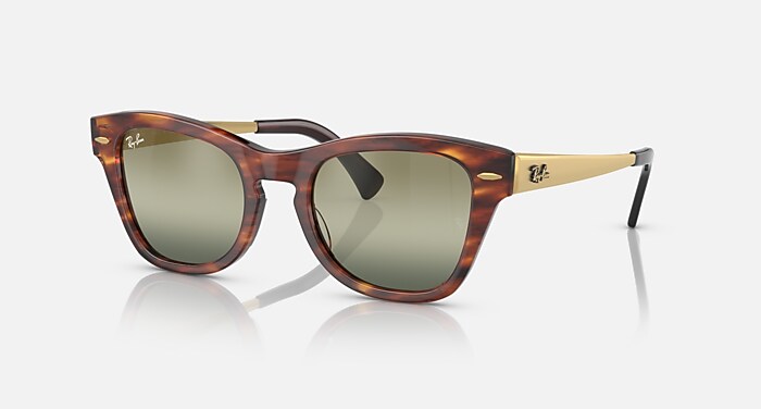 RB0707SM Sunglasses in Striped Havana and Green (50-21) - RB0707SM