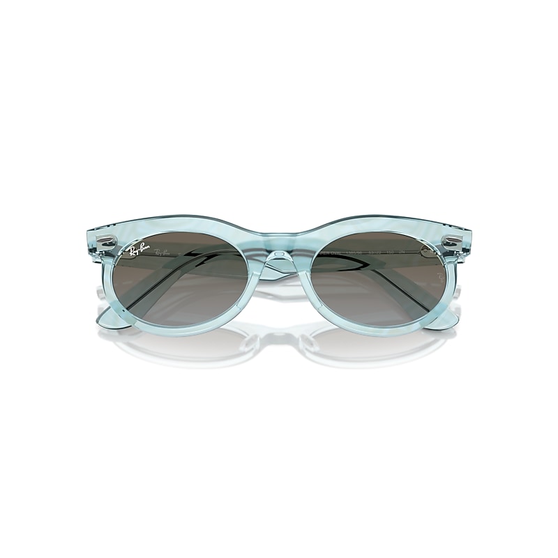Ray-Ban Wayfarer Oval Change Sunglasses Photo Waves Azure Frame Blue Lenses 53-22