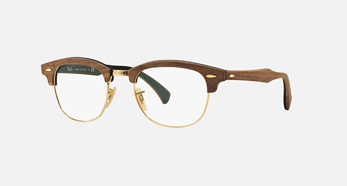 CLUBMASTER WOOD OPTICS Polarized Eyeglasses with Brown and Clear