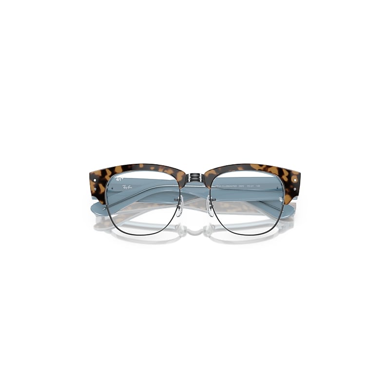 Ray-Ban Mega Clubmaster Optics Eyeglasses Havana On Light Blue Frame Clear Lenses Polarized 50-21