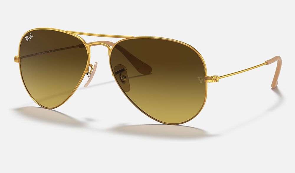 AVIATOR GRADIENT サングラス ゴールド と ブラウン諧調 (55-14