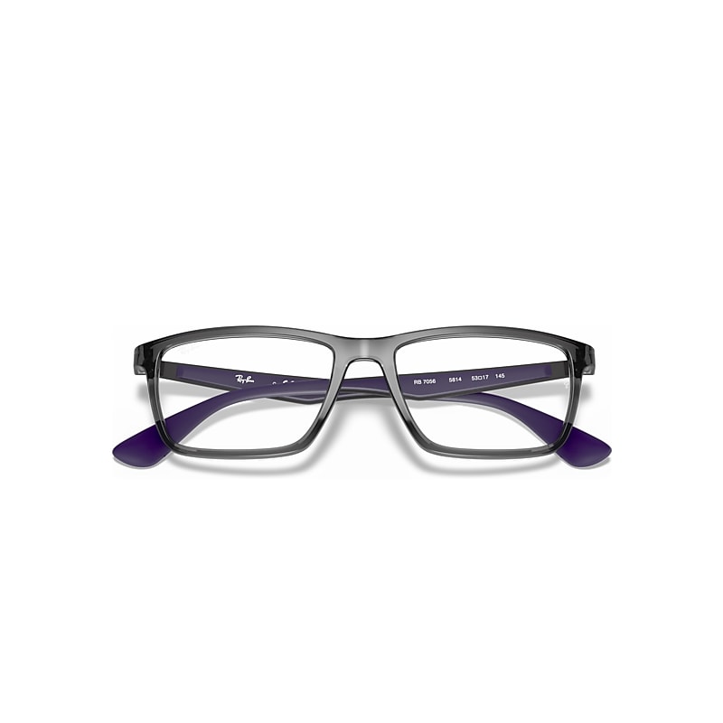 Ray-Ban Rb7056 Optics Optical Black Frame Clear Lenses Polarized 53-17