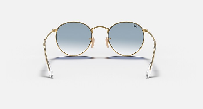 ROUND FLAT LENSES Sunglasses in Arista Gold and Light Blue