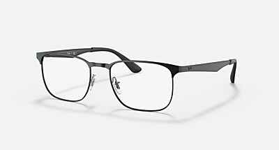 RB6363 OPTICS Polarized Eyeglasses with Black On Silver and Clear