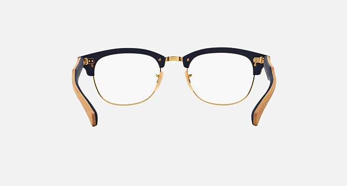 CLUBMASTER WOOD OPTICS Polarized Eyeglasses with Blue and Clear