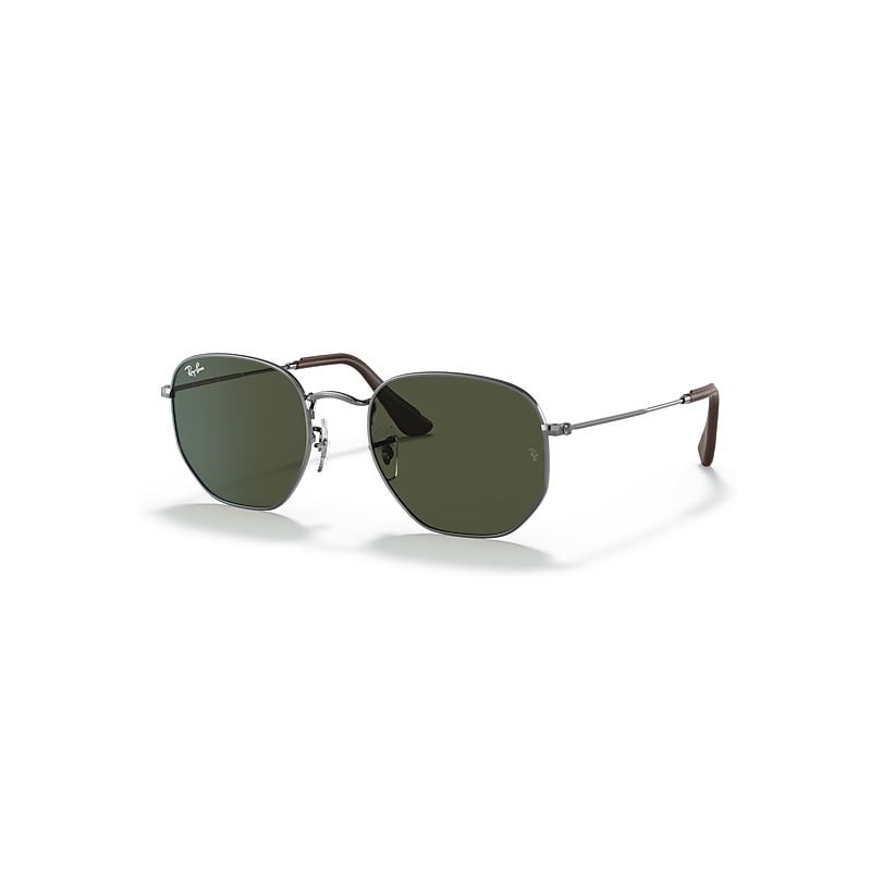 Ray-Ban Hexagonal @collection Sunglasses Gunmetal Frame Green Lenses 51-21