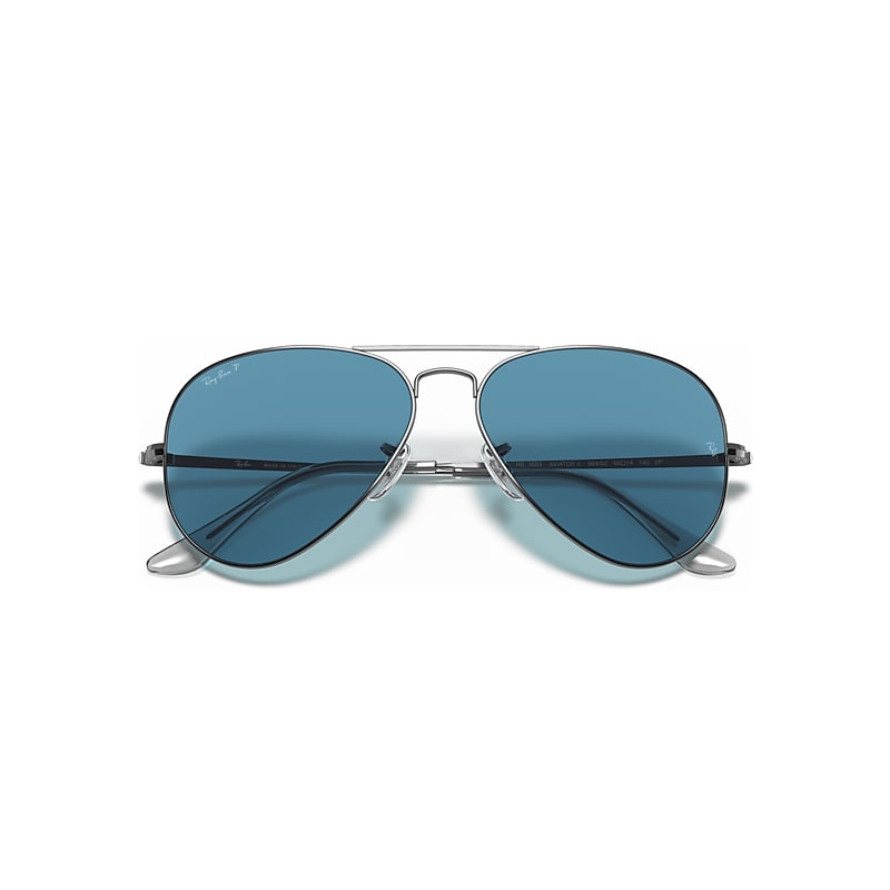 AVIATOR METAL II POLARIZED+ LENSES Sunglasses in Gunmetal and Blue