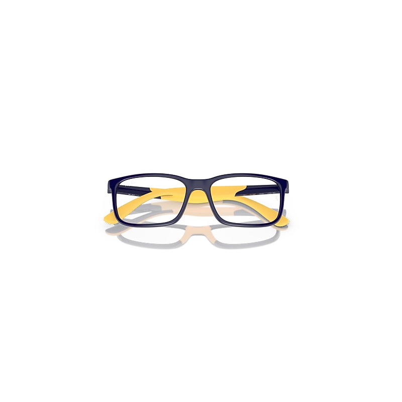 Ray-Ban Rb1621 Optics Kids Bio-based Optical Dark Blue On Yellow Frame Clear Lenses Polarized 47-15