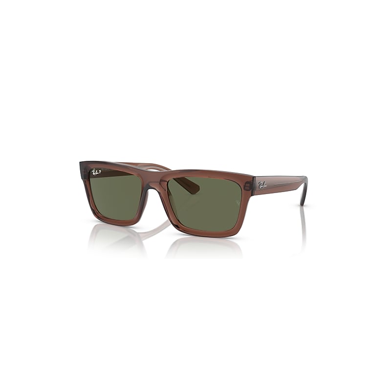 Ray-Ban Warren Bio-based Gafas De Sol Marrón Transparente Montura Verde Lentes Polarizado 57-20
