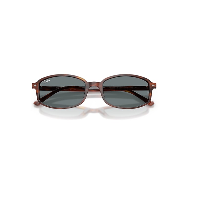 Ray-Ban Sam Sunglasses Striped Havana Frame Blue Lenses 54-19