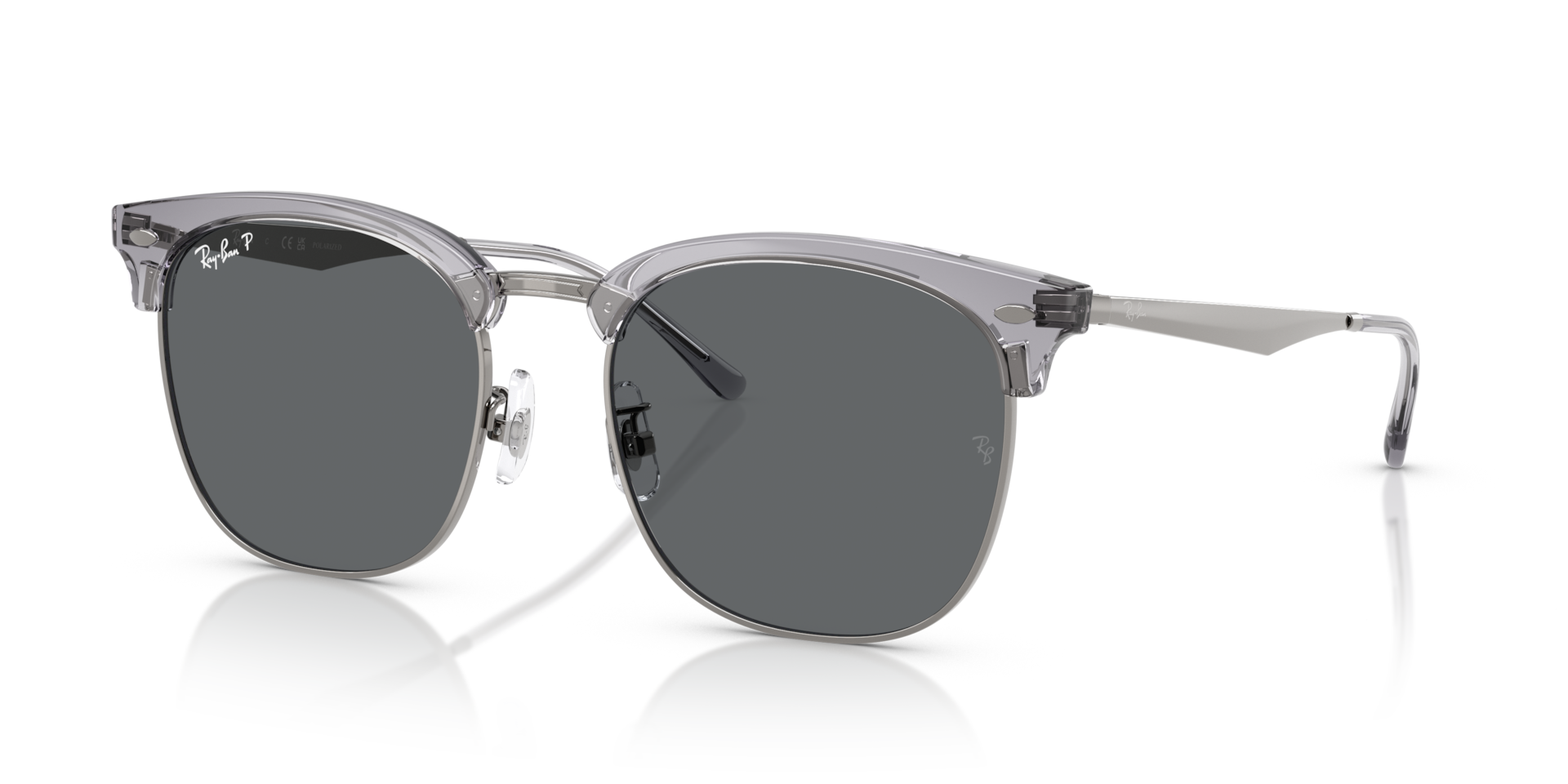 RB4418D Polarized Sunglasses in Transparent Grey On Gunmetal and
