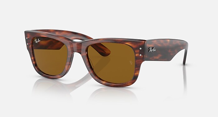 MEGA WAYFARER Sunglasses in Striped Havana and Brown (51-21