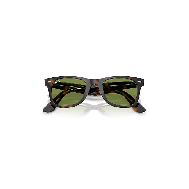 Ray-Ban Original Wayfarer Classic Sunglasses Dark Havana On Multicolor Frame Green Lenses 52-22