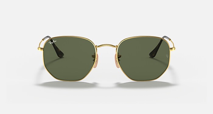 Ray-Ban Hexagonal Flat Lens Sunglasses Gold Frame Green Lens Ray-Ban RB3548N Hexagonal Sunglasses Gold Frame Glass Green  main image 3
