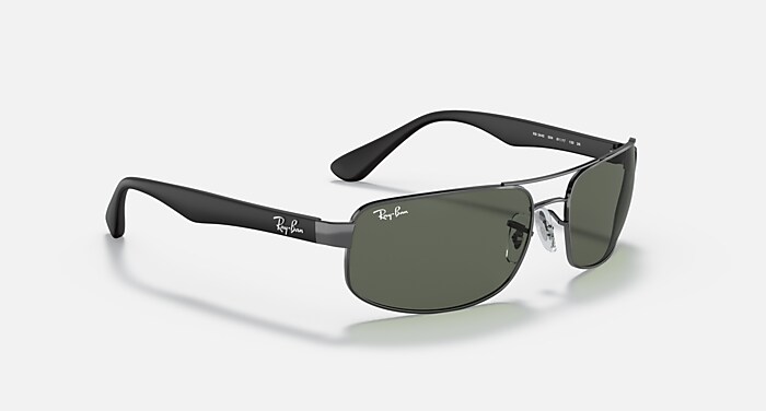 RB3445 Sunglasses in Gunmetal and Green Classic G-15 (61-17