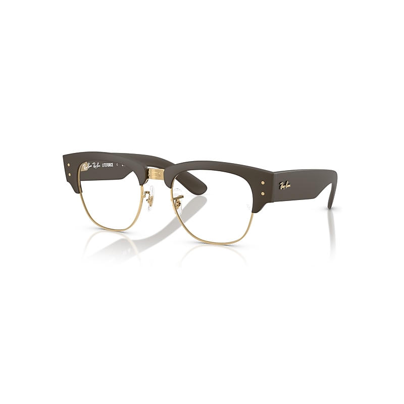 Ray-Ban Eyeglasses Unisex Mega Clubmaster Liteforce Optics Limited - Sand Brown Frame Clear Lenses Polarized 52-21