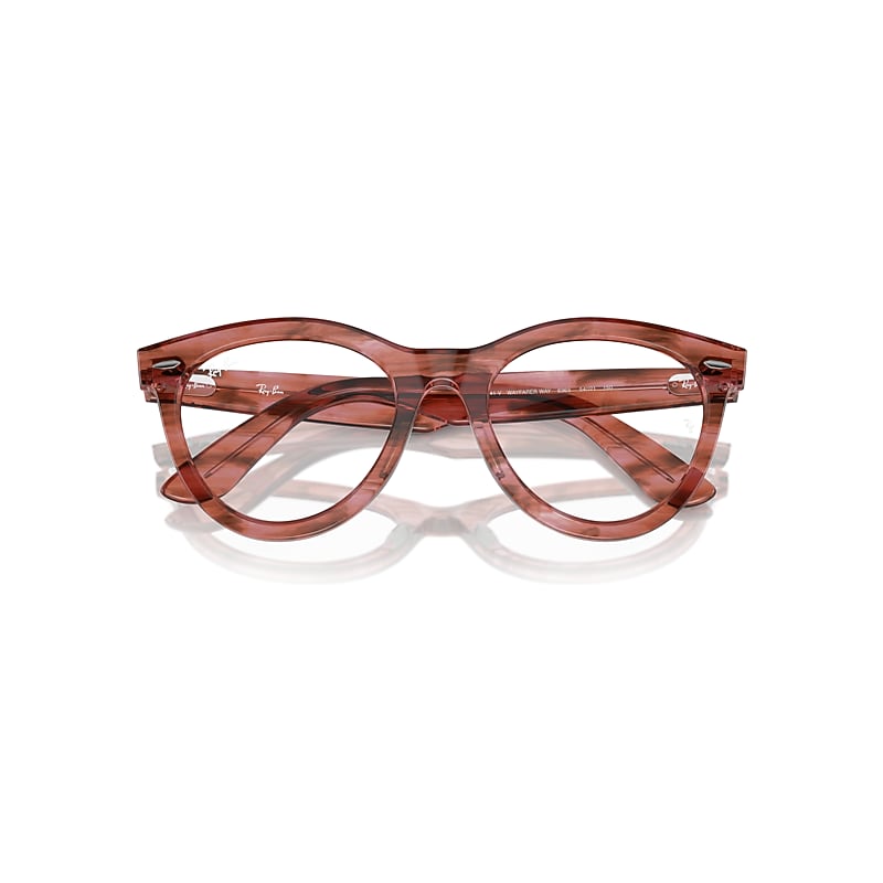 Ray-Ban Wayfarer Way Optics Optical Striped Transparent Pink Frame Clear Lenses Polarized 51-21