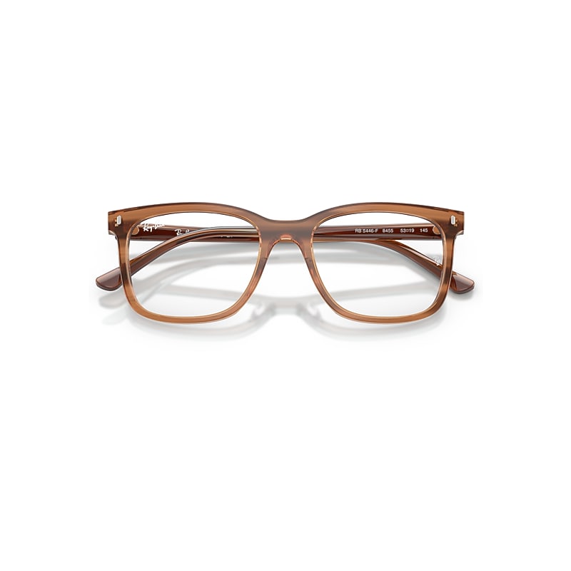Ray-Ban Rb5446 Optics Optical Striped Brown Frame Clear Lenses Polarized 51-19
