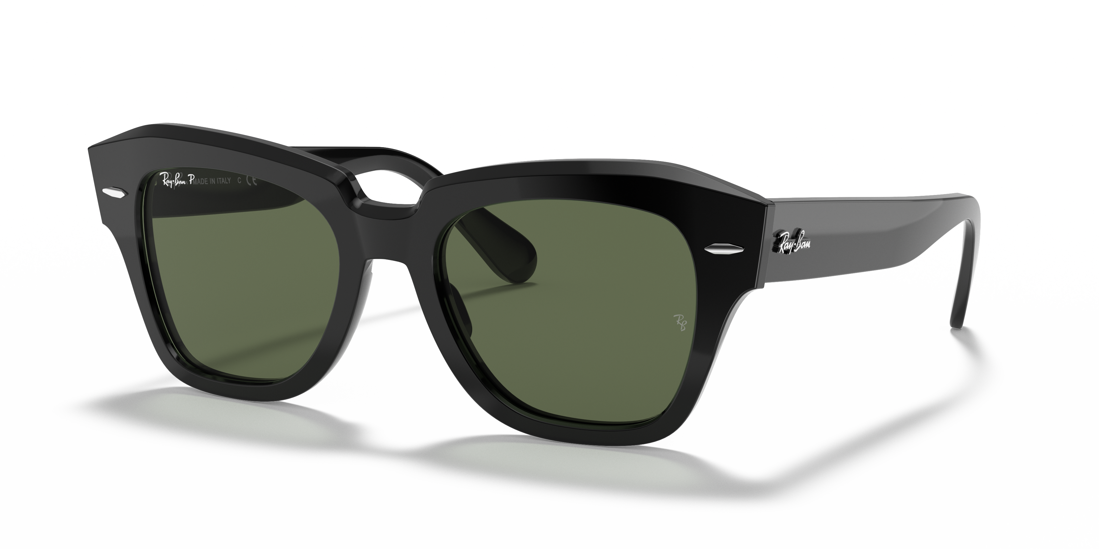 STATE STREET Sunglasses in Black and G-15 Green Polarized - RB2186