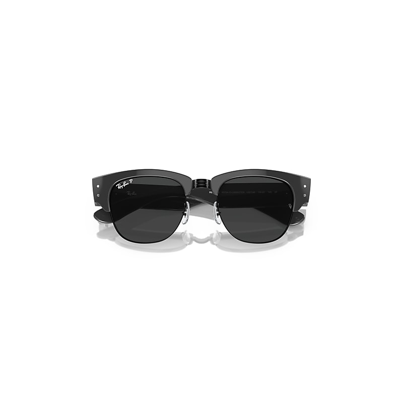 Ray-Ban Mega Clubmaster Sunglasses Grey Frame Black Lenses Polarized 53-21
