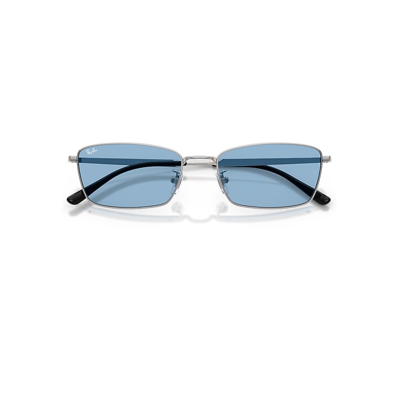 Ray-Ban Rb8069d Titanium Sunglasses Silver Frame Blue Lenses 55-18