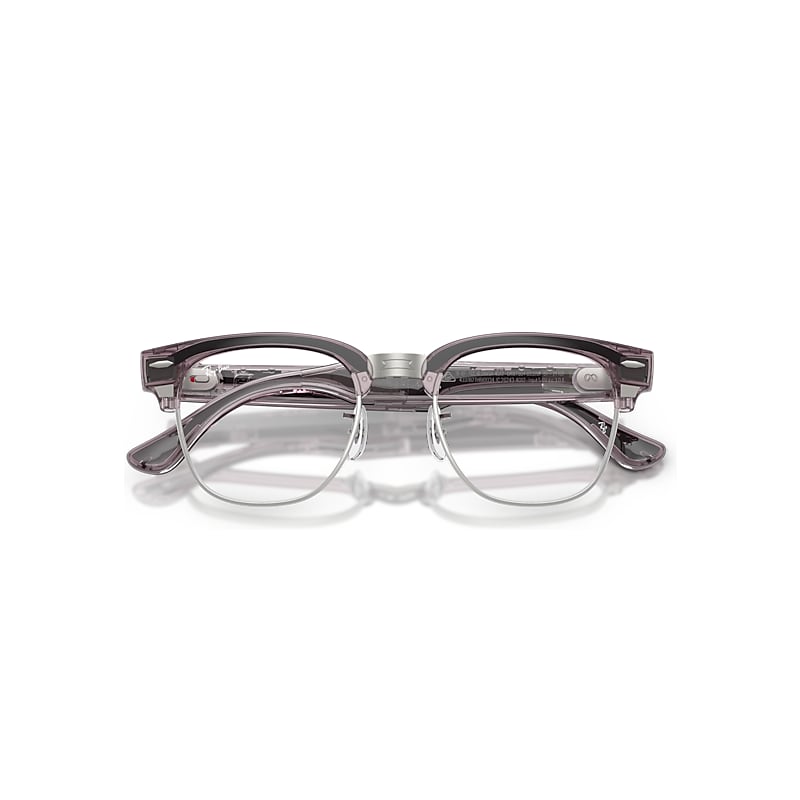 Ray-Ban Meta Audio Clubmaster Transparent Orchid frame Red lenses AI Glasses