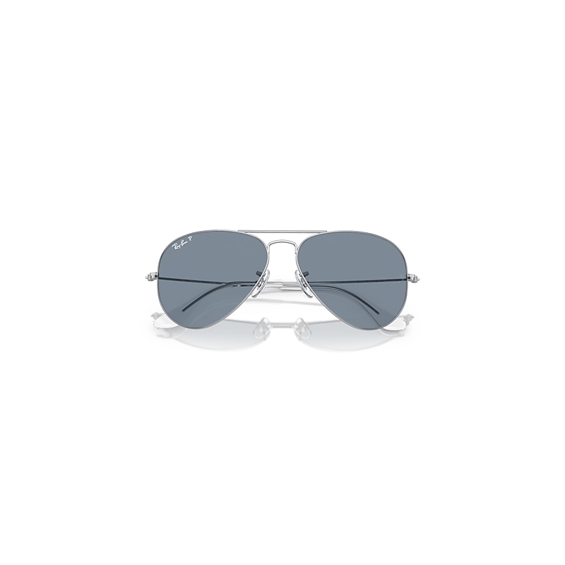 AVIATOR CLASSIC Polarized Sunglasses in Silver and Blue Polarized