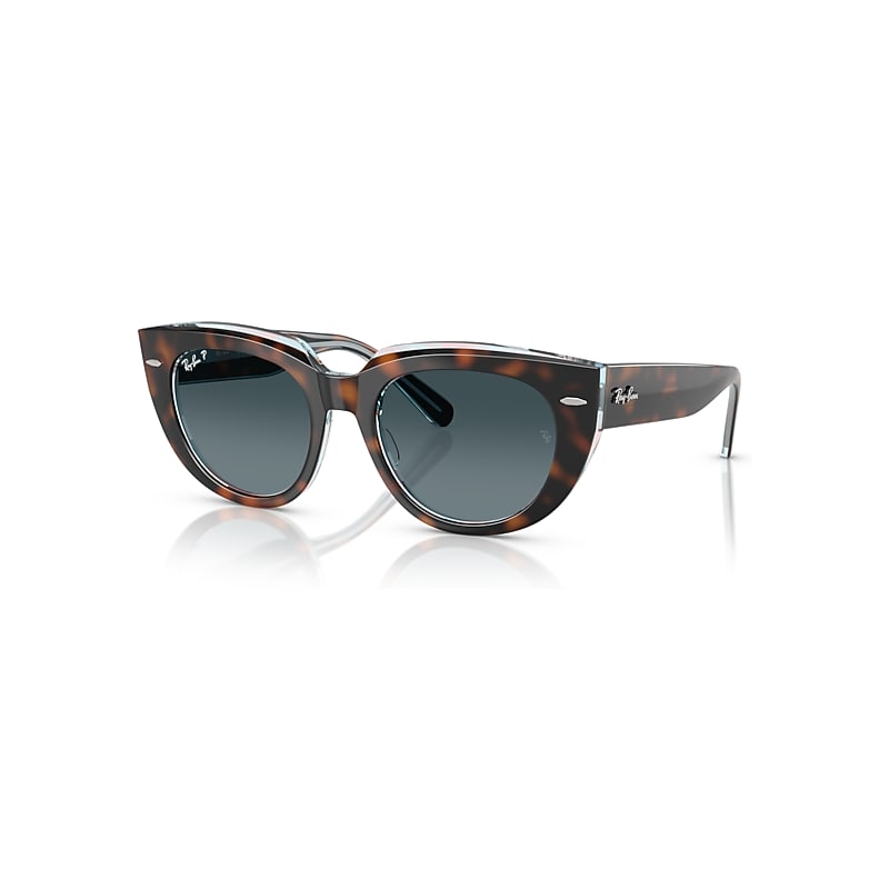 Ray-Ban Vrouwelijk Sunglass Doreen - Framekleur: Donker Havana op transparant multicolor, Lenskleur: Blauw gradiënt polarized