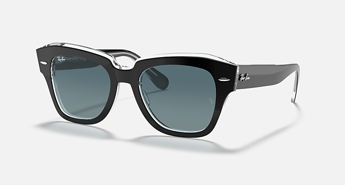 STATE STREET Sunglasses in Black On Transparent and Blue Gradient