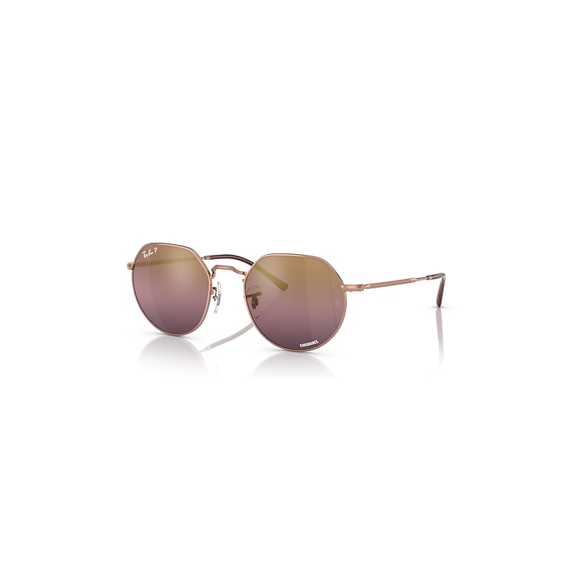 Ray-Ban Jack Polarized+ Lenses Sunglasses Rose Gold Frame Red Lenses Polarized 51-20