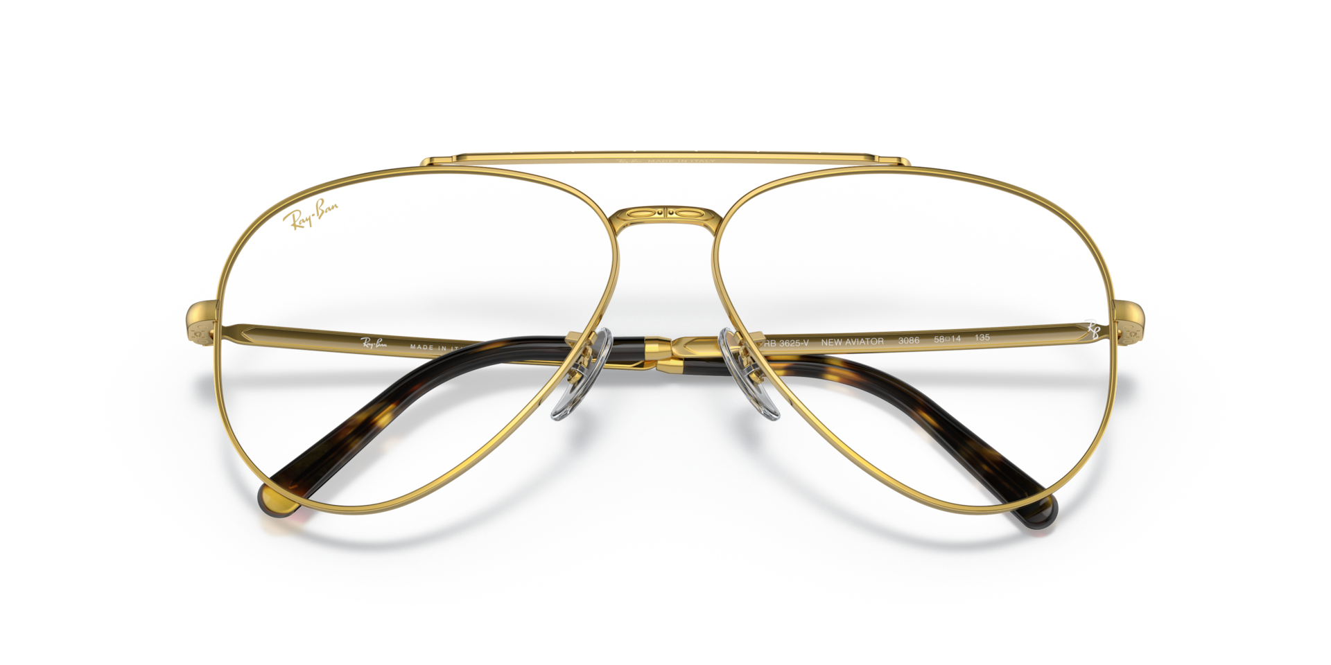 Ray-Ban New Aviator Optics Eyeglasses Gold Frame Clear Lenses Polarized 58-14 155$